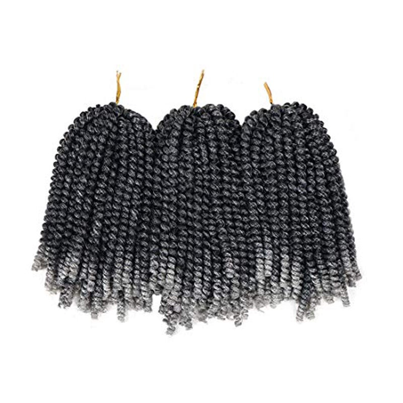 Beyond Beauty Spring Twist Crochet Hair 90strands 8 Inch Fluffy Spring Twists BraidingSpring Twist Crochet Braids Bomb Twist Crochet Hair for Black Women M1BGrey